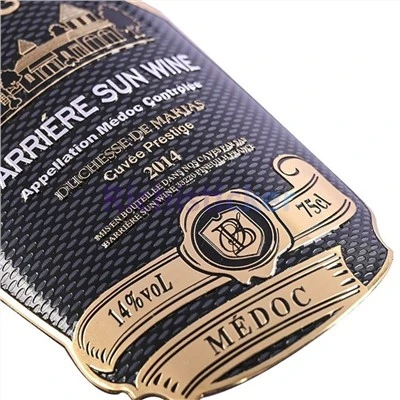 Label foil logam embossed untuk wain merah